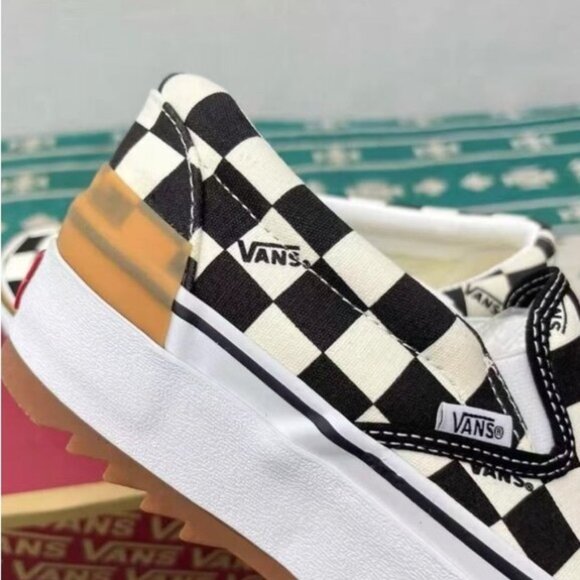 Vans Black and White Checkered Platform Sneakers - Picture 5 of 9